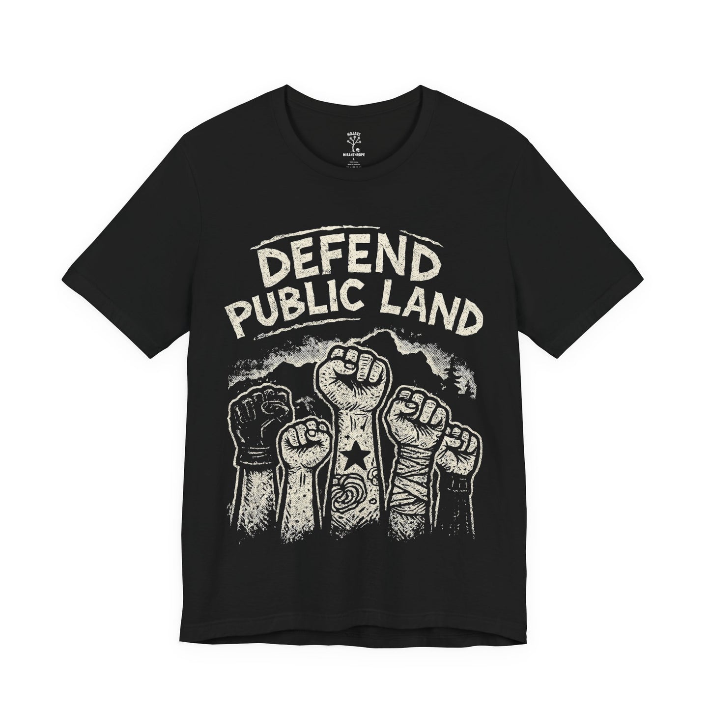 Defend Public Land, Fists Raised T-shirt - - Bella+Canvas Jersey