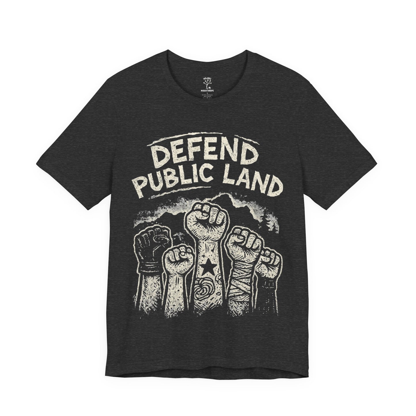 Defend Public Land, Fists Raised T-shirt - - Bella+Canvas Jersey
