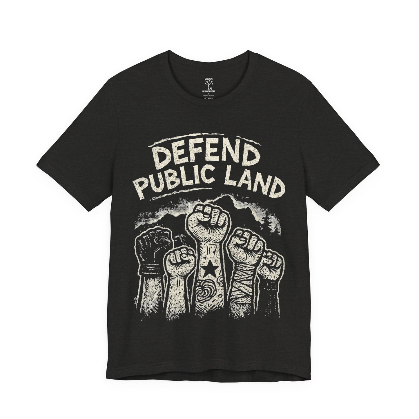 Defend Public Land, Fists Raised T-shirt - - Bella+Canvas Jersey