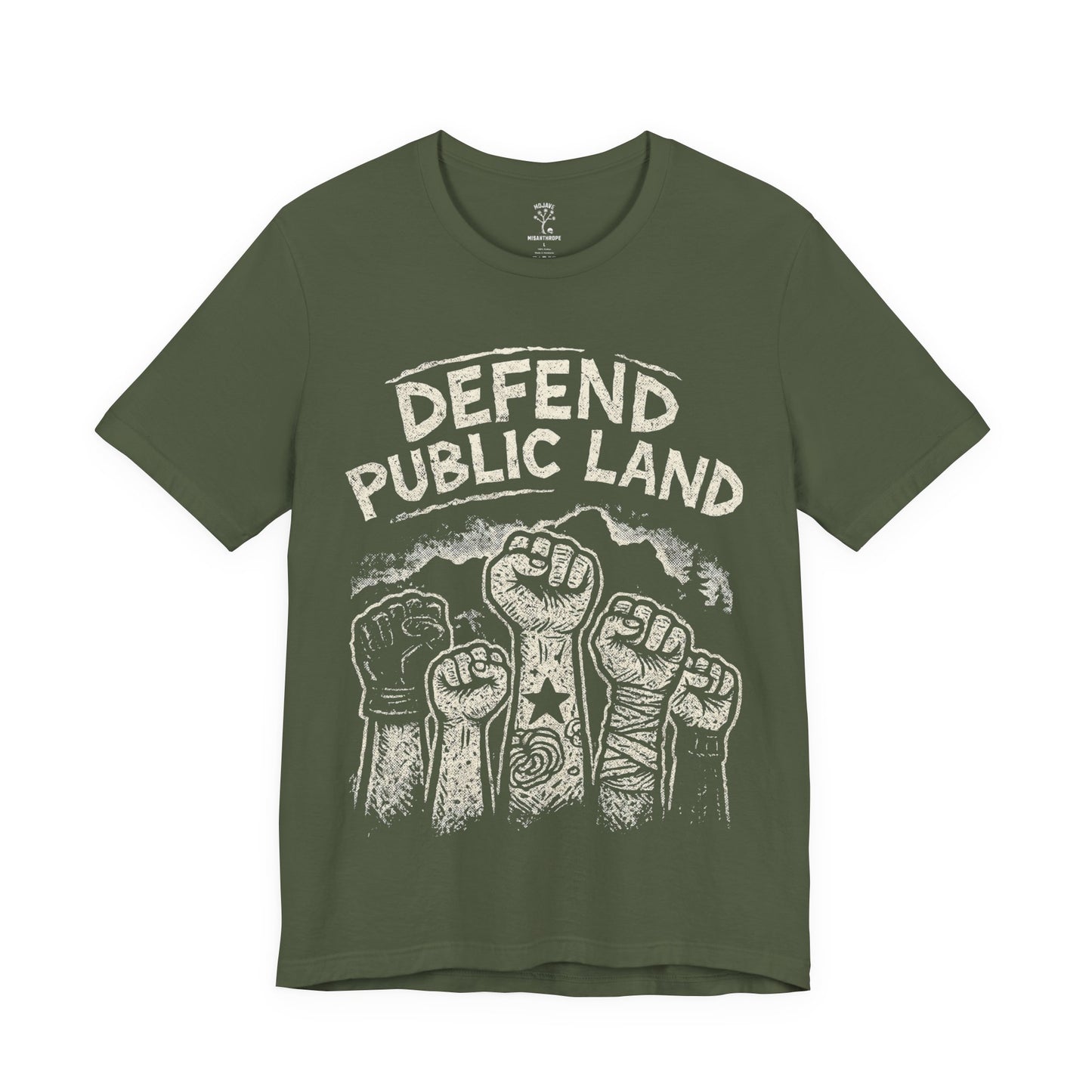 Defend Public Land, Fists Raised T-shirt - - Bella+Canvas Jersey